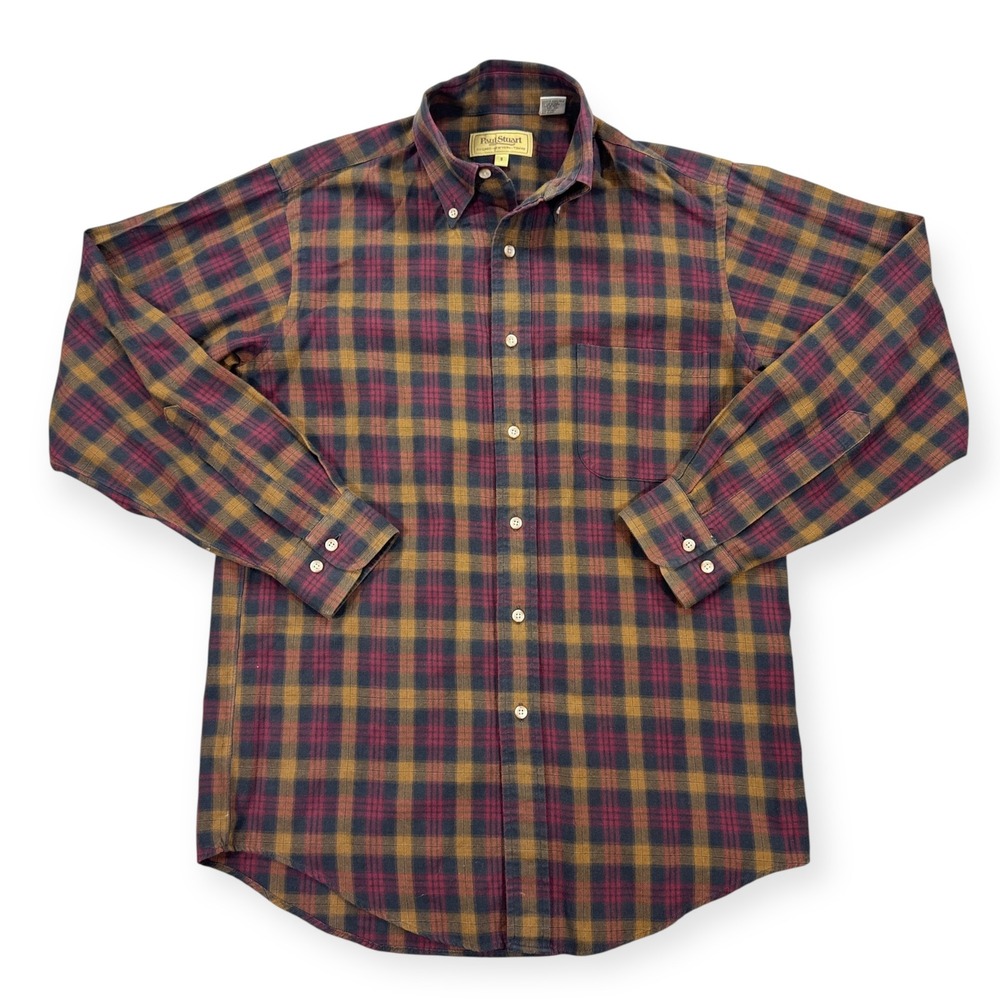 Paul Stuart Shirt Men's Small Red Plaid Button Down‎ Cotton Wool Blend